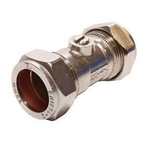 TGL 15mm Isolating Valve Compression Nickel Plated 18 WRAS