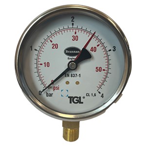 TGL 4" Pressure Gauge 60psi/4.0bar